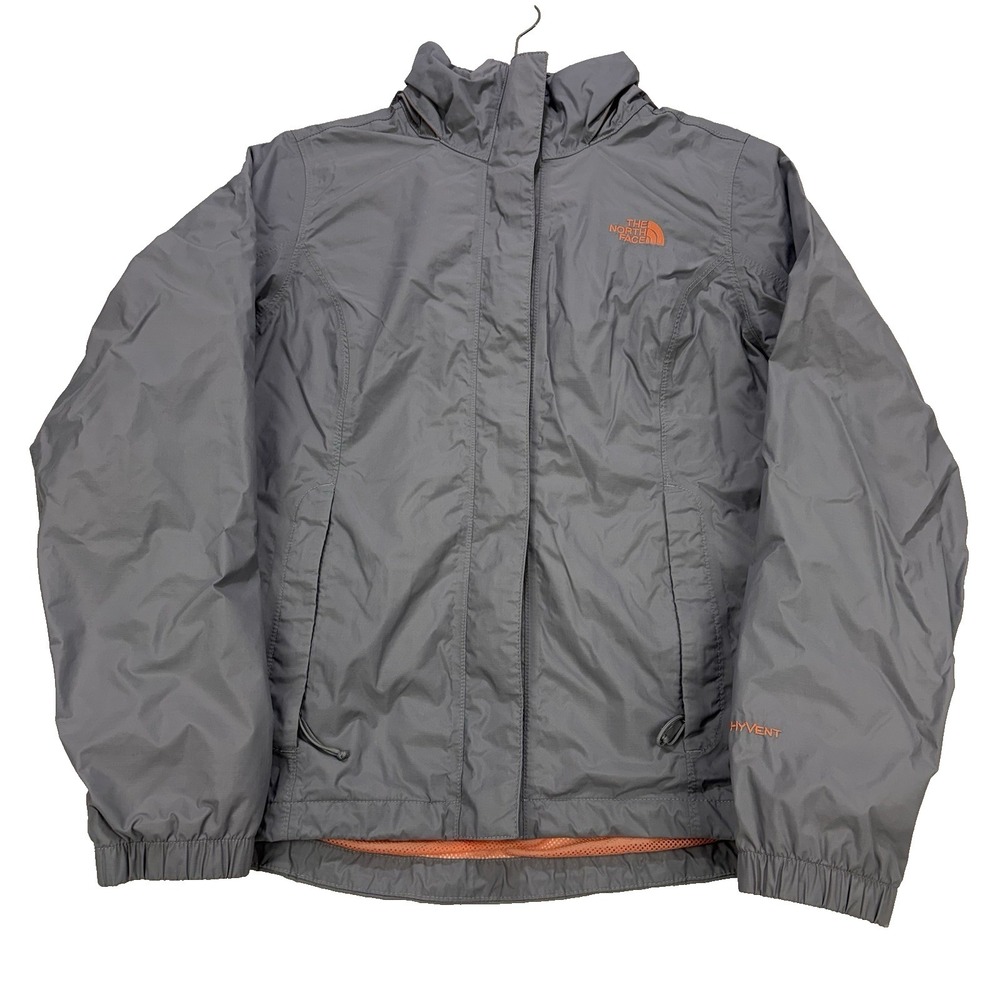 The North Face Hyvent Waterproof  Jacket Women‎ Grey Hooded Nylon Ripstop